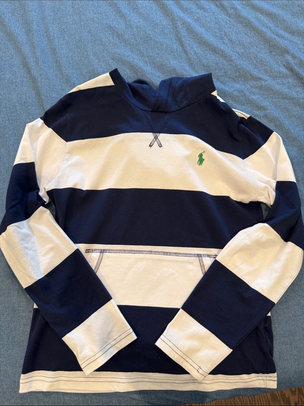 Polo by Ralph Lauren Boys Navy & White Striped Rugby Hoodie